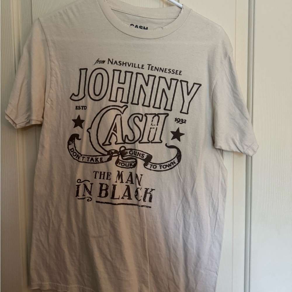 Oversized Johnny Cash Graphic T-Shirt - White